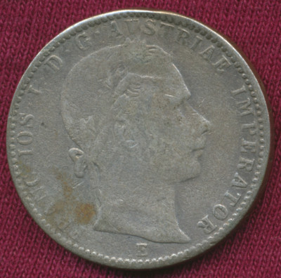 1/4 Florin 1860 E (Monetăria Alba Iulia), Argint. foto