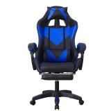 Scaun ergonomic de gaming, tetiera, suport retractabil picioare, sport lombar, inaltime reglabila, negru, albastru