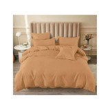 Cumpara ieftin Lenjerie de pat dublu Bumbac Finet 6 Piese cu Elastic, Bej Mustar- SIPRT188