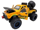Masinuta Monster Truck galben metal cu usi si capota deschise, sunete si lumini, suspensii mari, 1:24
