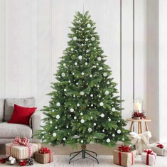 vidaXL Brad de Crăciun artificial cu 300 LED Verde 240 cm PE și PVC 3397578