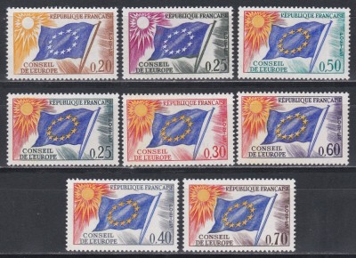 Franta 1963,1965,1969 - Steagul Consiliului Europei, 3 Serii, Cota 12.80 EURO, MNH foto