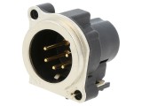 Soclu XLR tată 5 pini unghi 90&deg; argintiu 3A