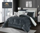 Cumpara ieftin Lenjerie pat cu pilota inclusa din catifea si blanita artificiala de iepure cu doua fete,cearceaf cu elastic,gri inchis+alb - A1205