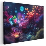Tablou pictura digitala peisaj subacvatic, roz, albastru 1672 Tablou canvas pe panza CU RAMA 30x40 cm