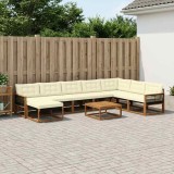 vidaXL Set de canapele de exterior cu pernă 9 pcs Natural și Crem 3381630