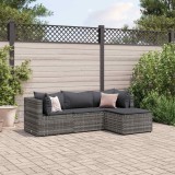 VidaXL Set mobilier de grădină cu perne, 4 piese, gri, poliratan