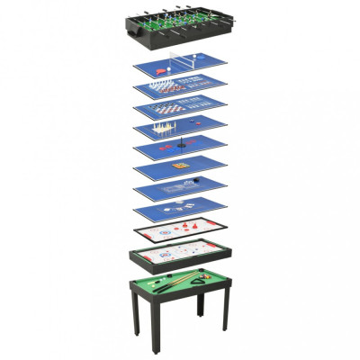 Masă de jocuri multiple 15-&amp;icirc;n-1, 121 x 61 x 82 cm, negru foto