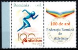 Romania 2012, LP 1939 b, 100 de ani - Federatia Romana de Atletism, timbrul cu vinieta dreapta, MNH! RAR!!!