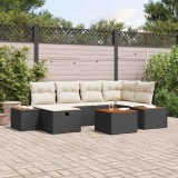Cumpara ieftin Set de canapele pentru grădină cu pernă 7 pcs Negru Rattan poli