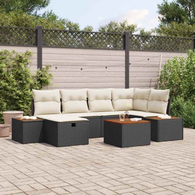 vidaXL Set de canapele pentru grădină 7 pcs Negru 55 x 62 x 69 cm 3360966 foto