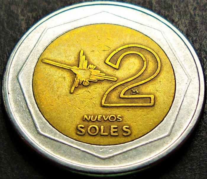 Moneda exotica bimetal 2 NUEVO SOLES - PERU, anul 2006 * Cod 446 A