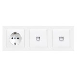 Priza cu Impamantare Leziter Nova III, 2x UTP RJ-45 Cat5e, Incastrata, Alb