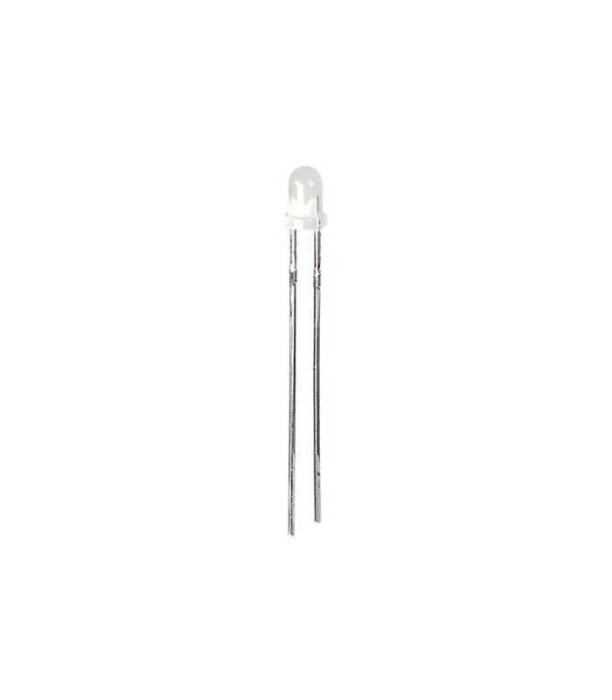 LED 3mm 12V alb rece 1120-1560mcd 30 grade parte frontala convex