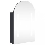 Cumpara ieftin Dulap cu oglinda de baie cu LED, gri, 42x13x70 cm, arcuit