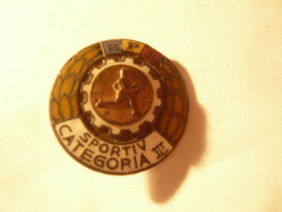 Insigna Sportiv Categoria III RPR , d=2,4cm ,metal si email foto