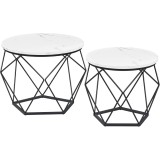 Set 2 mese de cafea VASAGLE cu blat detasabil, stil industrial, alb/negru