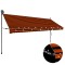vidaXL Copertină retractabilă manual cu LED, portocaliu &amp; maro, 400 cm 145882