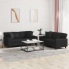 Set de canapele cu perne, 2 piese, negru, piele ecologică