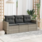 Gossi set canapele de gradina cu perne, 3 piese gri deschis poliratan