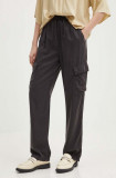 Pepe Jeans pantaloni EVA femei, culoarea gri, fason cargo, high waist, PL211738
