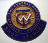 I.683 INSIGNA REVER BUTONIERA SHOP STEWARD TGW TRANSPORT AND GENERAL WORKERS