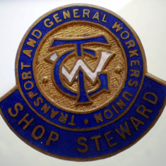 I.683 INSIGNA REVER BUTONIERA SHOP STEWARD TGW TRANSPORT AND GENERAL WORKERS