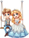 Cumpara ieftin Sticker decorativ Printul si Princess, Albastru, 79 cm, 7921ST-1, Oem