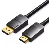 Cablu video Vention, DisplayPort(T) la HDMI(T), 2m, rezolutie maxima 1080p la 60 Hz, conectori auriti, cupru, invelis PVC, negru, &quot;HADBH&quot; (timbru verd