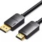 Cablu video Vention, DisplayPort(T) la HDMI(T), 1.5m, rezolutie maxima 1080p la 60 Hz, conectori auriti, cupru, invelis PVC, negru, &quot;HADBG&quot; (timbru ve