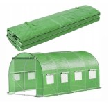 Folie pentru sera gradina 400x250x200 cm, 140 g/m&sup2;, armata cu plasa, UV4, 9 ferestre, verde Household NewTrend