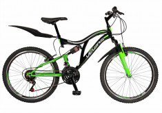 Bicicleta MTB FS 24 FIVE Alfa cadru otel culoare negru verde foto