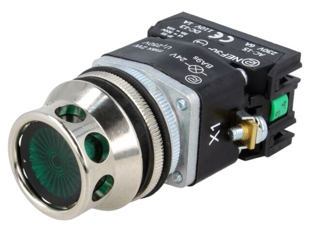 Comutator PROMET 30mm apăsare 1 NC NO NEF30-KLZXY24V 24V