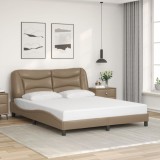 VidaXL Cadru de pat cu tăblie, cappuccino, 160x200 cm, piele ecologică
