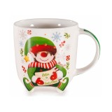 Cana Craciun Elf portelan multicolor II 9x9.5 cm, 350 ml