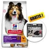 Hill&amp;#039;s Science Plan Canine Adult Sensitive Stomach &amp;amp; Skin Medium Chicken 14kg + Tickless Pet GRATUIT