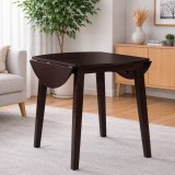 Masa living si bucatarie plianta Philadelphia, MDF, structura lemn masiv, rotunda, 4 persoane, 55 90 x 90 x 74,8 cm, nuc