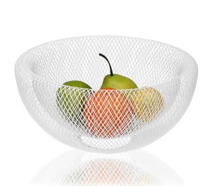 Cos Fructe Metalic Alb &Oslash; 30 cm - Design Modern