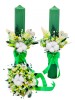 Set Lumanari si buchet pentru nunta, alb-verde, personalizabile cu nume si data, Plante Uscate ,Bumbac, Aranjament Frontal - Eventissimi, Eventissimi&reg;