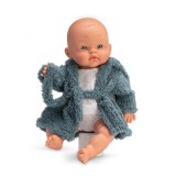 Papusa Bebelus Alex, 36 cm, Halat Albastru, Asivil, Fara Par, Ochi Albastri, +3 Ani