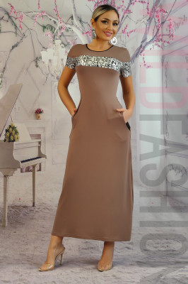 Y617-8 Rochie casual din material lejer cu buzunare laterale foto