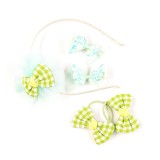 Set accesorii verde cu bentita, fundite si fluturi paietati