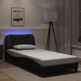 VidaXL Cadru de pat cu lumini LED, negru, 80x200 cm, piele ecologică