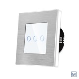 Cumpara ieftin Intrerupator Triplu cu Touch din Sticla si Rama de Aluminiu LUXION, RF433 SmartElectro IntelligentHouse