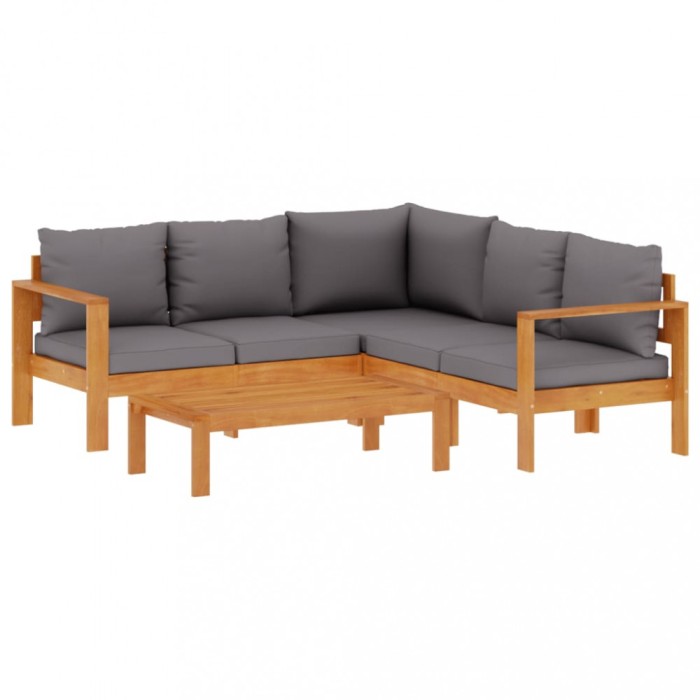 Set canapele de gradina cu perne, 4 piese, lemn masiv de acacia