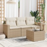 Gossi set canapele de gradina, 4 piese, cu perne, bej, poliratan