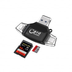 Cititor De Card Cu Adaptor 5 In 1, Qeno&reg;️ Compatibil Cu Apple/Samsung/Huawei