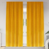 vidaXL Draperii opace cu bandă, 2 buc., galben muștar, catifea
