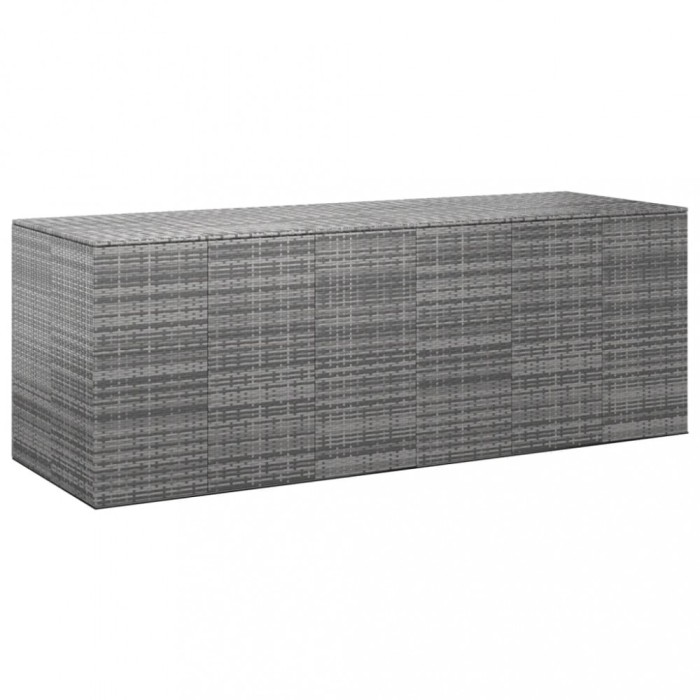 vidaXL Ladă grădină pentru perne, gri, 291x100,5x104 cm, ratan PE