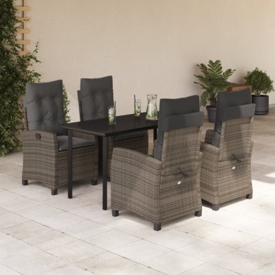 vidaXL Set mobilier de grădină cu perne, 5 piese, gri, poliratan foto